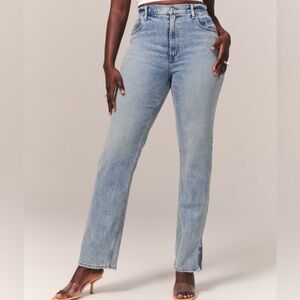 Abercrombie & Fitch 90s Straight Ultra High Rise Curve Love Light Vent Hem Sz 30